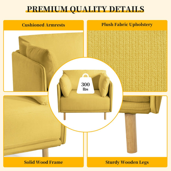 English Elm 39" Scandinavian Accent Chair Plush Upholstered Cushions Solid Wood Legs Modern Lounge N767P208311Y