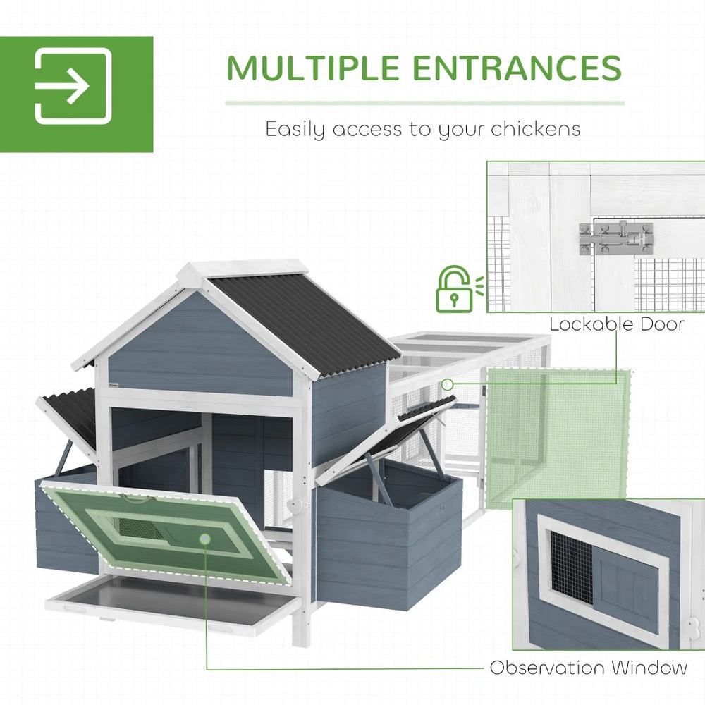 English Elm Chicken Coop Extra Large Fir Wood Backyard Hen House with Nesting Boxes and Run T3971S00081
