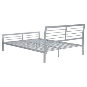 English Elm Fielding Silver Queen Metal Bed with Modern Nautical Design, Silver Finish, Clean Horizontal Lines for Contemporary Bedrooms B062S01089