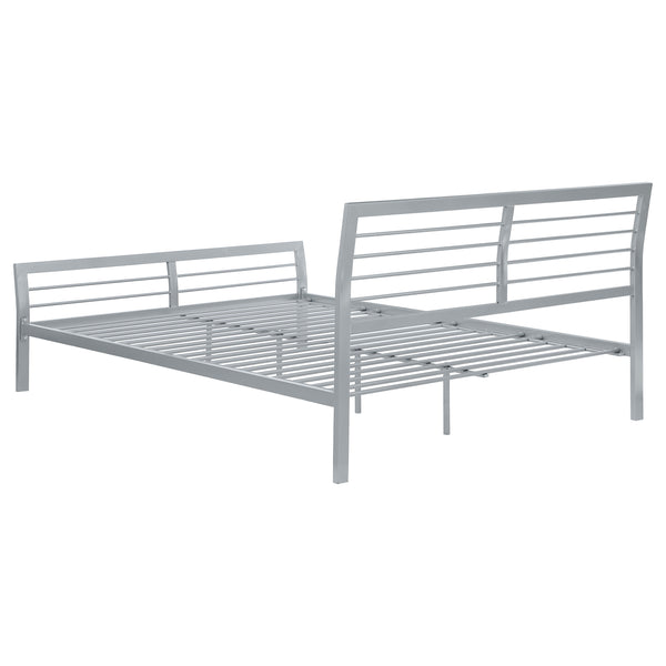 English Elm Fielding Silver Queen Metal Bed with Modern Nautical Design, Silver Finish, Clean Horizontal Lines for Contemporary Bedrooms B062S01089