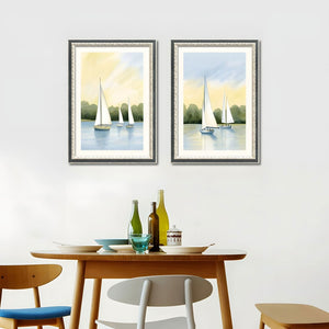 English Elm Set Of 2 Sailboat Framed Wall Art – Nautical Canvas Prints With Replaceable Design For Stylish Decor T3976P383231-GIGA