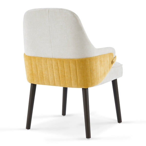 English Elm Indoor Two-tone Fabric Armchair Set Curved Back Ergonomic Dining Accent Seating Beige,Yellow N779P370716B