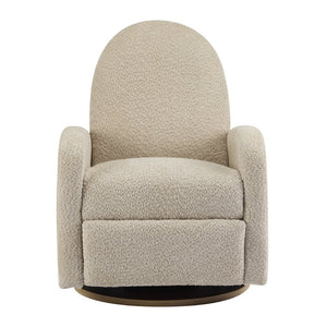 English Elm 360 Swivel Glider Recliner with Solid Wood Base Contemporary Upholstered Lounge Chair Almond N771P363407V