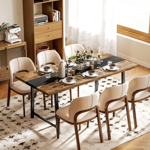English Elm Homcom Industrial Dining Table Seats 8 Rustic Wood Grain Top Steel Frame W2225P485647