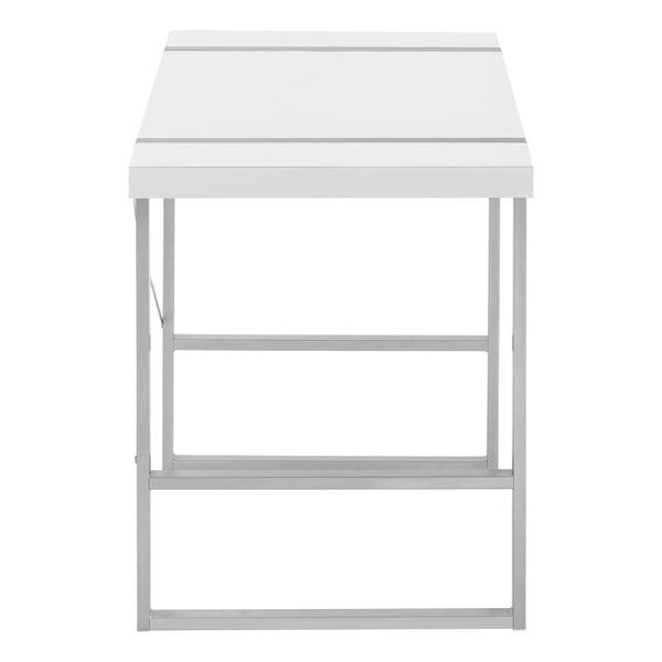 English Elm Computer Desk - Sleek White Laminate With Grey Metal Frame, Perfect For Home Office & Small Spaces B2710P219885