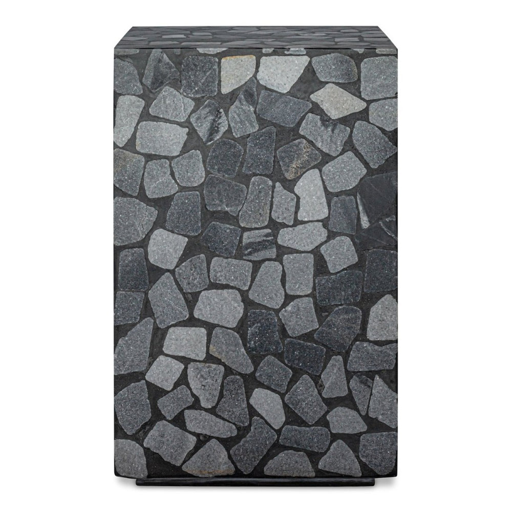 English Elm Kiri Outdoor Accent Table Handcrafted Concrete Marble Plinth for Patio or Terrace B2769P498426