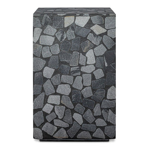 English Elm Kiri Outdoor Accent Table Handcrafted Concrete Marble Plinth for Patio or Terrace B2769P498426