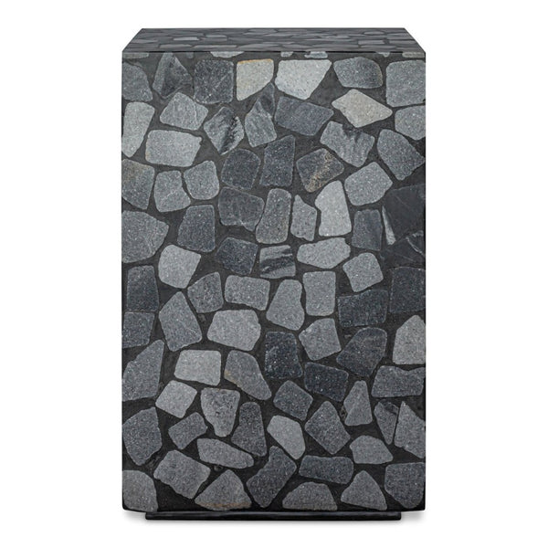 English Elm Kiri Outdoor Accent Table Handcrafted Concrete Marble Plinth for Patio or Terrace B2769P498426