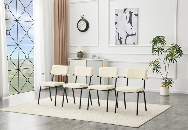 English Elm Dining Chairs Set of 2 Velvet Upholstered with Hangable Arms and Metal Legs W3493P449277