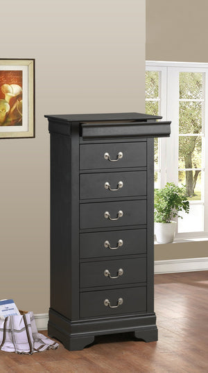 English Elm Elegant Traditional Storage Dresser with Durable Particle Board Construction, 33"H x 60"W x 18"D, Chic Finish, Timeless Appeal Black 53 L x 24 W x 19 H B078108215
