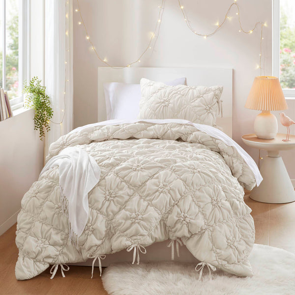 English Elm 2PCS Twin Comforter Set - Plush Microfiber Comforter and Sham, Lightweight Poly Fill for Cozy Bedtime Ivory 16.93 L x 12.99 W x 5.71 H B035P366531