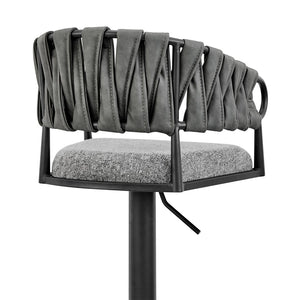 English Elm Blaise Swivel Barstool Adjustable Gas Lift Counter Seat Gray Fabric Black Metal Frame B2736P464827