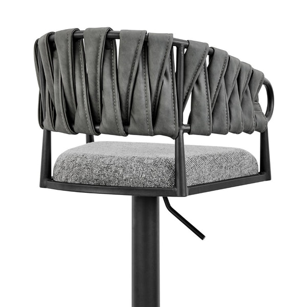 English Elm Blaise Swivel Barstool Adjustable Gas Lift Counter Seat Gray Fabric Black Metal Frame B2736P464827