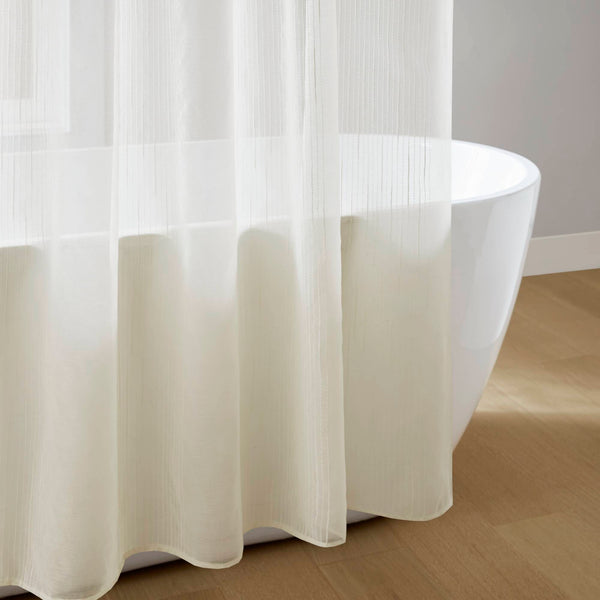 JLA Home Madison Park - Sheer Lightweight Shower Curtain Panel — Soft White Striped Texture, Light-Filtering, Machine-Washable Elegance Ivory MP70-8809