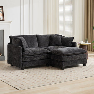 English Elm Cloud Modular Sofa Two Seat Chenille Upholstered Couch for Living Room Lounge Black W1143P310493
