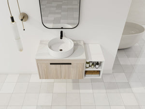 English Elm 42" Modern Floating Bathroom Vanity With Ceramic Sink, Soft-Close Doors & Stylish Storage Solutions P1 W999S00292-GIGA
