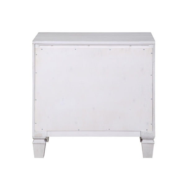 English Elm Two-tone 3-Drawer Nightstand with Round Tapered Legs, Spacious Storage & Weathered Oak Fronts for Bedrooms Antique White,Gray B016P256550