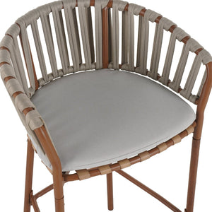 English Elm Lodi Outdoor Woven Pe Rope Barstools with Iron Frame Resort Style Set of 4 N775P268025T-S4