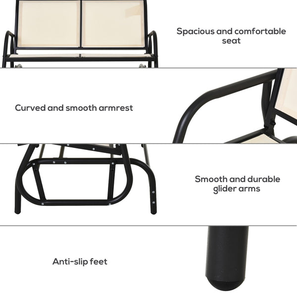 English Elm Outsunny 2-Person Outdoor Glider Bench With Durable Steel Frame – Relaxing Loveseat For Patios & Gardens W2225P200830-GIGA