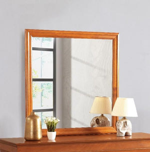 English Elm Louis Classic 38-Inch Framed Wall Mirror with Low-Distortion Glass and Durable Wood Veneer Finish Oak 40 L x 39 W x 2 H B078108220
