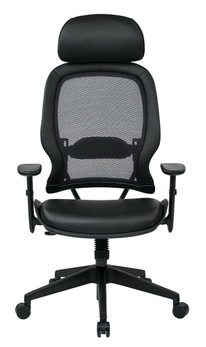 OSP Home Furnishings Professional Air Grid Ergonomic Office Chair with Lumbar Support and Bonded Leather Seat 57906E