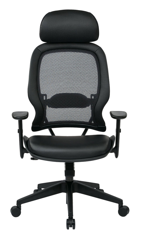 OSP Home Furnishings Professional Air Grid Ergonomic Office Chair with Lumbar Support and Bonded Leather Seat 57906E