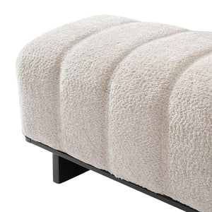 English Elm Indoor Channel Tufted Chenille Upholstered Bench Rubberwood Legs Entryway Dining N779P367309B