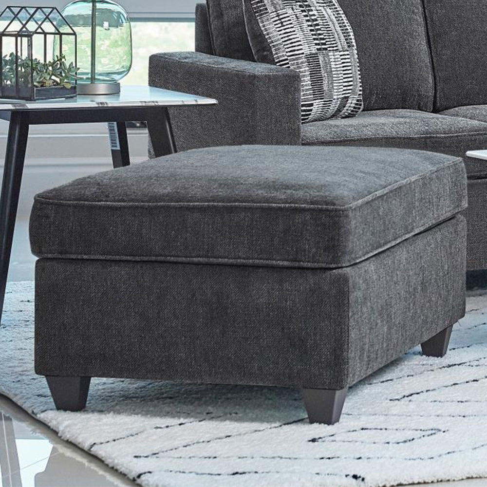 English Elm Rectangular Upholstered Tufted Ottoman with Grid Stitch Detailing for Cozy Lounging and Coffee Table Use Dark Gray B016P370157