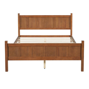 English Elm Queen Platform Bed Shaker Farmhouse Style with Vertical Slat Headboard and Wood Grain Finish Walnut N733P422480D