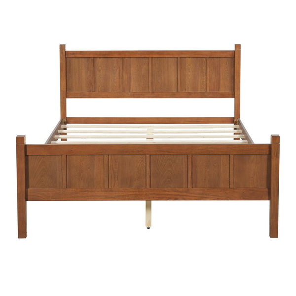 English Elm Queen Platform Bed Shaker Farmhouse Style with Vertical Slat Headboard and Wood Grain Finish Walnut N733P422480D