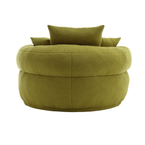 English Elm COOLMORE Chenille Sponge circular sleeper chair with removable washable cover, plush pillows & space-saving design Olive Green W1539P312251