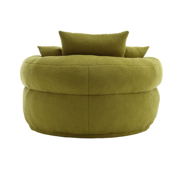 English Elm COOLMORE Chenille Sponge circular sleeper chair with removable washable cover, plush pillows & space-saving design Olive Green W1539P312251