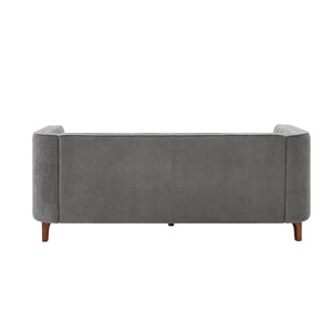 English Elm Modern Chenille Three Seater Sofa with Channel Tufted Back and Birch Wood Legs Grey N763S000100E