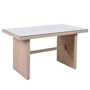 English Elm Topmax Outdoor Wicker Sectional Set with Storage Adjustable Seating and Tempered Glass Table Light Grey N717S100005G