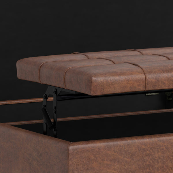 English Elm Harrison Large Square Storage Ottoman Coffee Table - Versatile Faux Leather Footrest & Seating Solution B136P254725