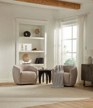 English Elm Ginevra Gray Swivel Chair - 360° Fabric Accent Seat, Plush High-Density Foam, Easy-Clean Upholstery W2912P239180