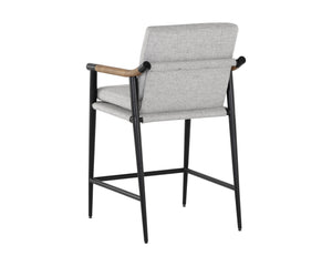 Sunpan Meadow Counter Stool - Timeless Design with Stain-Resistant Fabric and Solid Oak Wood Armrests Vault Fog