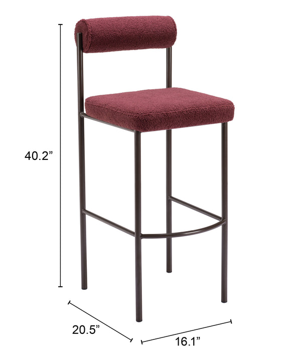 Livorno Barstool - Set of 2 Red & Bronze 109814 Zuo Modern