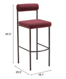 Livorno Barstool - Set of 2 Red & Bronze 109814 Zuo Modern