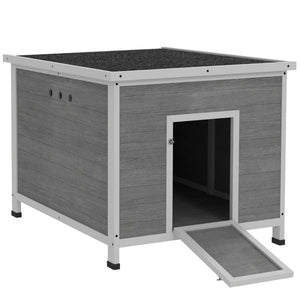 English Elm Wooden Fir Duck House with Ramp Door Asphalt Roof Vented Raised Floor Outdoor Coop T3971P407849