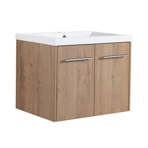 English Elm 24 Inch Floating Bathroom Vanity with Resin Sink, Soft-Close Doors, Wall-Mounted Storage, Modern Compact Design W999P188185