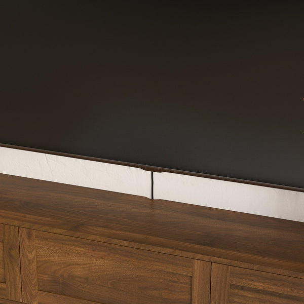 English Elm Floating Wall Mounted Tv Shelf with Led Backlight Gloss Cabinet and Built in Power Strip Wood W1321P391261