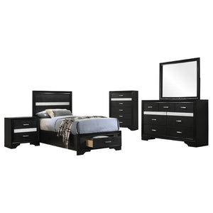 English Elm Annie Glam Twin Storage Bed Set with Crystal Hardware Glitter Panels and Jewelry Drawers Black B062S01614
