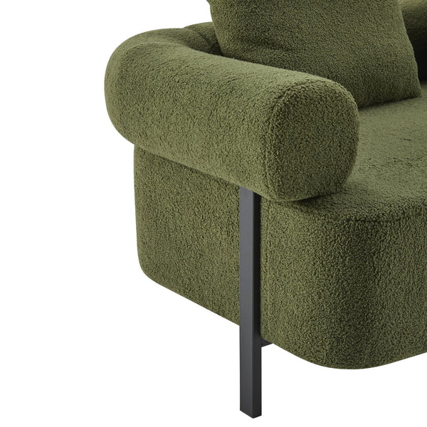 English Elm Christopher Knight Home® - 78" Modern 3-Seater Upholstered Sofa with Plush Pillows, Bouclé Fabric, Sturdy Frame, Cozy Style Green N767P308857G