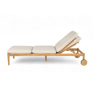 English Elm Christopher Knight Home® - Riviera Acacia Wood Chaise Lounges Set of 2 with Wheels – Beige Light Teak, Polished Edges, Stable Cylindrical Feet for Garden Comfort and Safety N775P287338T
