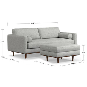 English Elm Morrison Mid-Century 89-Inch Sofa & Ottoman Set - Versatile Comfort, Eco-Friendly Design, Stylish Living B136P199248
