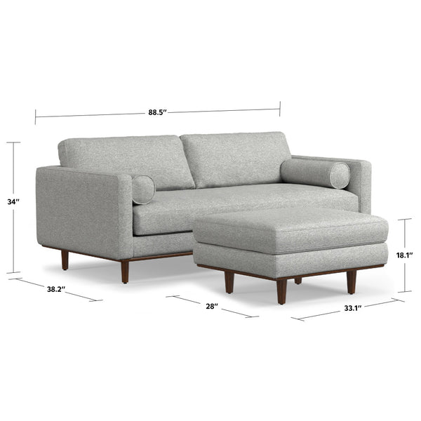 English Elm Morrison Mid-Century 89-Inch Sofa & Ottoman Set - Versatile Comfort, Eco-Friendly Design, Stylish Living B136P199248
