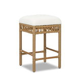 English Elm Lucia 25.5" Backless Upholstered Counter Stool With Resin Rattan Frame, Ivory White Boucle