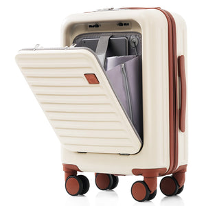English Elm Luggage 3 Piece Abs Hard Shell Set with Usb Port Front Opening Spinner Wheels N726P268996O