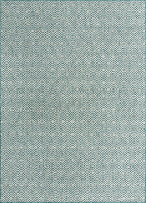 Unique Loom Outdoor Trellis Deco Trellis Machine Made Trellis Rug Aqua, Ivory 7' 1" x 10' 0"